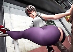 Busty babe rides a massive black cock at the gym