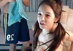 Korean hot busty girlfriend plays with her bf