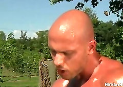 Hunks with large muscles enjoy anal breeding