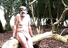 Bearded Daddy Strips Outdoors