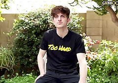 Floppy-haired twink Bryce Kelly gets interviewed