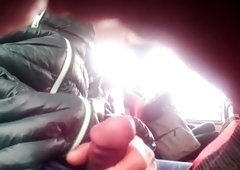 Dude Wanking Dick in a Public Bus and Girl Watches Him