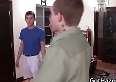 Two adorable brunette babes tick this guys into having gay sex