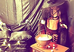Witch Is Fed Up With Sex Toys On Halloween And Summons A Demon To Get Drilled - Biggest Spunk fountain
