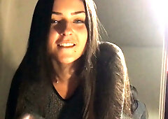 Dark-haired woman swallows his load after intense bedroom blowjob