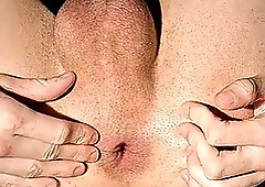 Twink fucks his tight hole with a big dildo