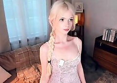 Blonde in Pink Lace Teases on Camera
