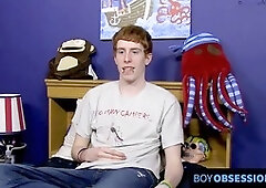 Redhead guy Cody Walker interviewed before a solo masturbation session