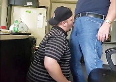 Daddy trucker dumps a quick load in Chubby Boy's mouth... 7