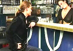 Vintage Brunette's Bar Passion Erupts with Sultry Heat