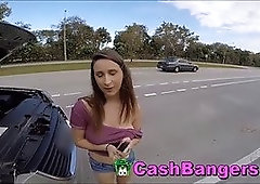 Stranded insane thick boobie teen takes money for sexual favors