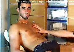 My str8 neighbour made a porn: watch his huge cock gets wanked by a guy!