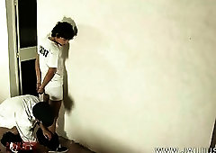 Sweet-looking lawbreaker getting down with a daddy