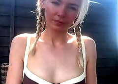 Braided Babe Teases by Pool