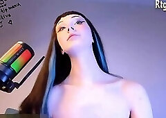 small tits teen shemale cutie with sexy feet legs strokes her girly cock on webcam