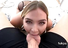 Impressive pornstar gives head before getting her anal gaped wide and toughly pounded by mike adriano massive prick