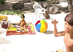 3DGSPOT - Oily Honey Gets Her Snatch Pounded At The Beach! CG ANIMATION!