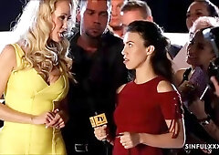 Tireless Brandi Love and Tiffany Doll at senual trailer