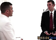 Elder jerked off by sexy bishop