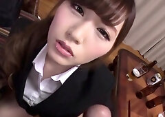 Sexy asian blowjob backside handjob and cock milking