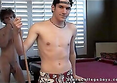 Nude twinks plays in billiard