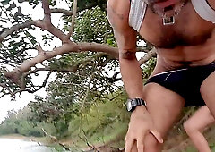 TAKE IT, HARD-ON. INTERCOURSE IN THE DAM WITH 2 SUPER-NAUGHTY FOLKS IN AN MISCHIEVOUS FIRM TIME