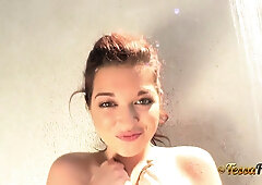 Tessa Fowler - Gold Bikini Shower 2