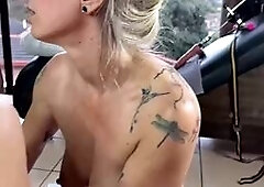 Blonde Babe Gives Handjob & Rides Cock