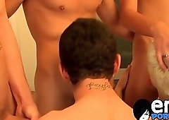 Austin Lucas and Philip Ashton in hardcore group blowjob