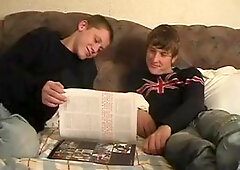 Russian studs read homosexual magazine, previous to have sex