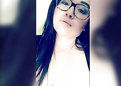 Sexually excited brunette hair sucking sex-toy