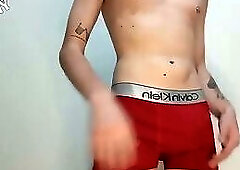 Gifted teenager trying on underwear before going to study
