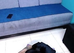 Amateur brunette fucks two big cocks