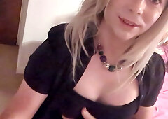 Unwinding before bed, stocking, brief miniskirt & heels!