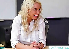 Hot boss licked by her PA under the table