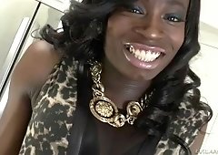 African shemale teen jerks off her oiled big black dick