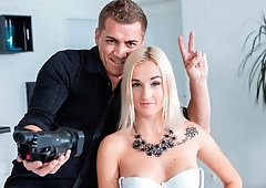 Beauty blonde with small tits Daisy Lee jumps on a pretty big dick