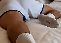 College Guy Caught Jerking Off Huge Cock and Showing Perfect Ass in Tight Shorts - POV Tease