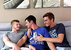 Big dick twinks foursome and cum in ass