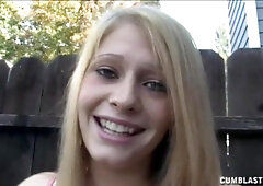 Golden-haired Bimbo Topless Cumblast