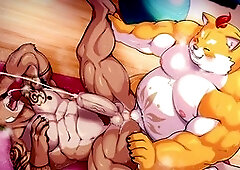 Furry, cum in ass, asian