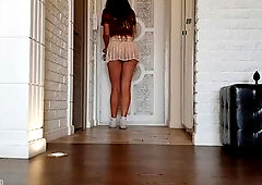 This babe put a anal intercourse in her butt right in front of the delivery stud