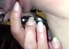 Babe shows off her wonderful pussy and tortures it harshly