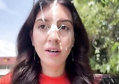 Avid Gal Sucking Wang in the Bushes - Biggest Facial Public Cumwalk