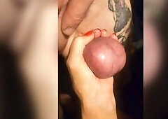Goode Cutie squashes hubby's balls and sucks and bites his wang in advance of denying him to cum whilst that babe masturbates to a loud climax