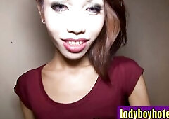 Oriental tranny with large hard rod Many riding white knob on a sex chair and enjoyed hardcore anal sex Large dong t-girl played with large wang After