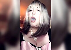A blond this time! Tina Snua smokes a cigarette in a holder with tons of drifting of smoke, a small in number open-throat inhales, and nose exhales. I