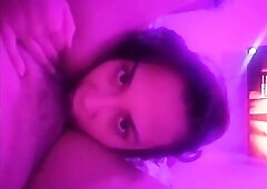 eating sweetheart beneath the soft pink light