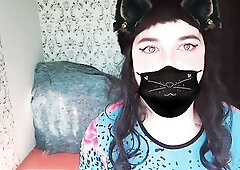 SEXY Solo Performer Crossdresser Sissy Model Cosplayer T-Girl Short Suit Homemade Kitty