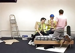 Amateur gay twinks threesome sex